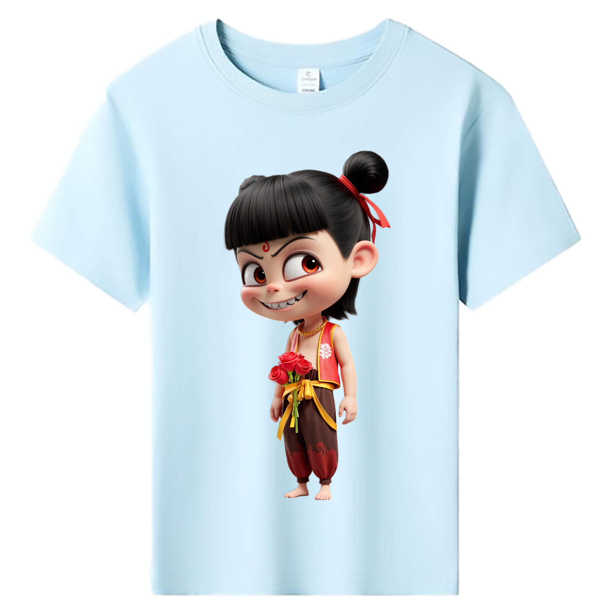 （画像用） Ne Zha 2 ナタ 魔童の大暴れ 綿100％キッズTシャツ（フロントプリント）